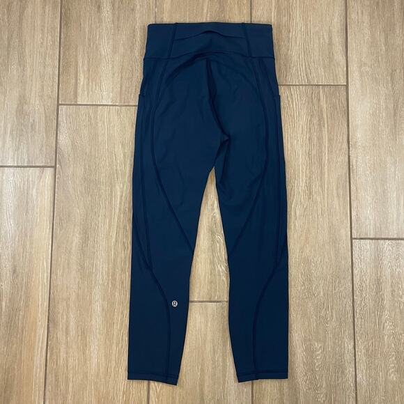 Lululemon Run Inspire Crop II Women’s Size 4 Navy High Rise 22” Leggings - Picture 2 of 11